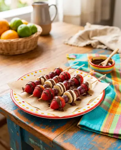 Espetinho de Fruta com Chocolatinho