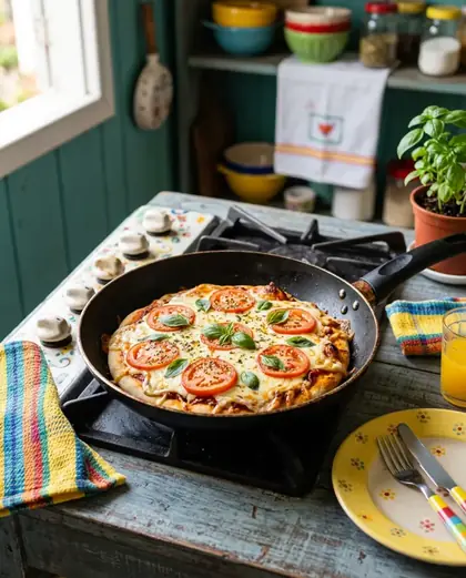Pizza de Frigideira da Turma, queijo derretendo na panela